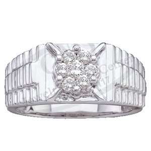  1/2 Carat Diamond 14k White Gold Mens Wedding Ring 