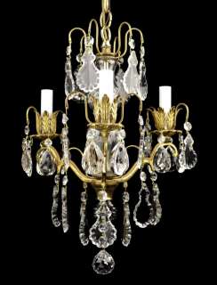 Vintage Antique Bronze Brass Crystal Glass Chandelier Pendent Baccarat 