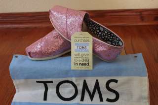 NEW TOMS Women Classic Pink Glitter SHOES sz, 6.5, 7, 7.5, 8, 8.5, 9 