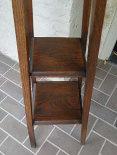 Antique Oak Plant Stand ~ English ~ Tall ~ Tapered ~ 3 Shelves ~ Old 
