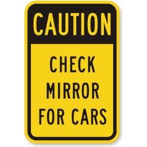  Caution   Check Mirror For Cars Fluorescent YellowGreen 