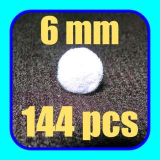 144 WHITE FLUFFY POM POMS pompoms crafts snow balls 6mm  