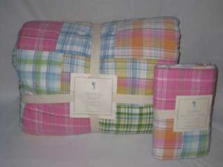 Thi s is a Brand New Pottery Barn Kids Pink/Blue Madras Full/Queen 