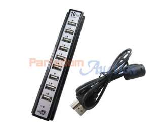 2PCS 10 Ports USB Hi Speed 480MBps Hub w/Power Adapter  