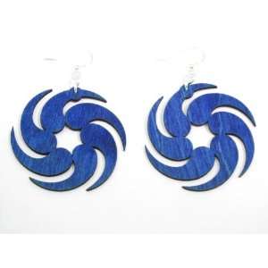  Aqua Marine Fireball Wooden Earrings GTJ Jewelry