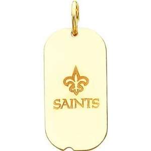  14K Gold NFL New Orleans Saints Logo Dog Tag Charm Sports 