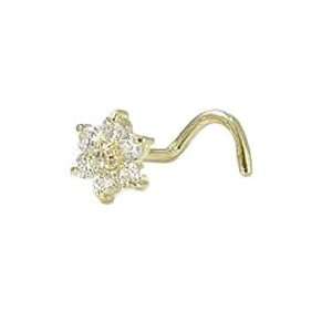   Nose Screw Ring 4.5mm CZ Flower Cluster 20G FREE Nose Ring Backing