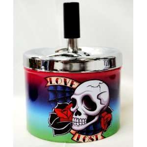   Designs Round Push Down Ashtray with Spinning Tray  