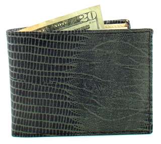 Men Gray Black Snake Skin Leather Bi Fold Bi Fold Wallet Y483  