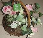 RAZ IMPORTS/4 LG GREEN EGGS & PINK & WHT. FLOWERS IN A 