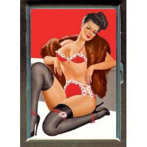 VINTAGE PIN UP IN FUR STOLE ID CIGARETTE CASE WALLET