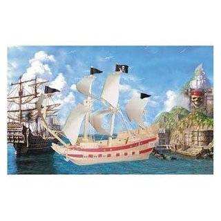  Pirate Ship Wooden 3D Model 2 Ships Black Sails/White 