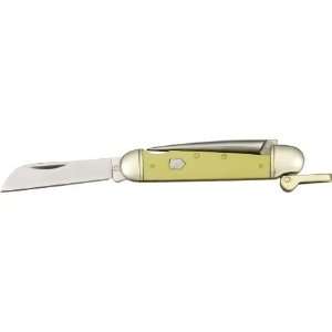   Old Yellow Marlin Spike Knife with Yellow Smooth Synthetic Handles