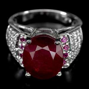 LUXUROUS REAL TOP BLOOD RED RUBY,SAPPHIRE 925 SILVER RING  
