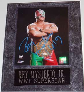 WWE REY MYSTERIO SIGNED PLAQUE WITH COA AND PIC PROOF 3  