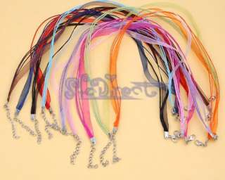 10 voile necklace ribbon cords clasp chain 19 mixed  