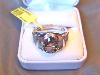   Cambodian White Zircon PLATINUM Sterling Silver MENS RING 10 $396