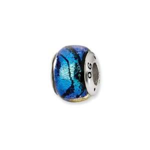   Blue Dichroic Glass Charm for Pandora and most 3mm Bracelets Jewelry