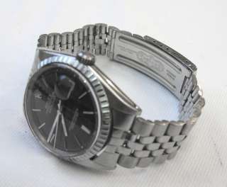 Rolex Oyster Perpetual Datejust 1603, Black Dial, SS Band  