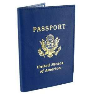    Navy Genuine Leather Passport Holder Cover 