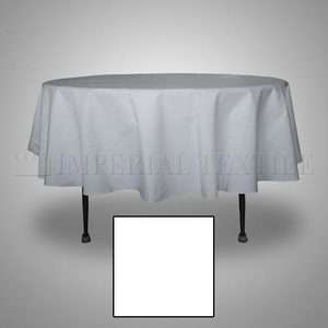 White polyester round banquet tablecloths  