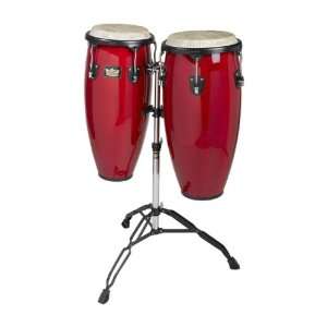  10 & 11 Conga Set, Dbl Stand, Red Musical Instruments