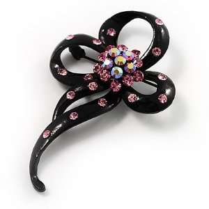  Black Tone Crystal Fancy Brooch (Pink) Jewelry