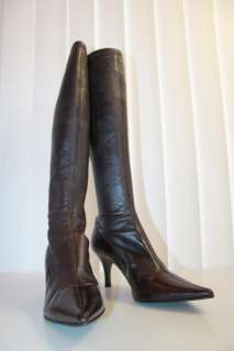 SERGIO ROSSI Women Knee High Stiletto BOOTS Shoes 6.5  