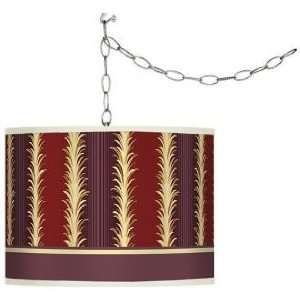   Stripe Cinnamon Giclee Swag Plug In Chandelier