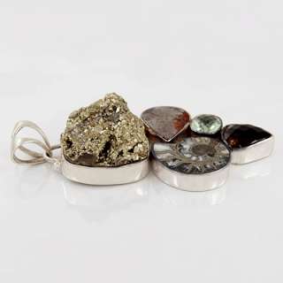   Meteorite Ammonite Gemstone 925 Silver Pendant Jewelry Lot#4P  