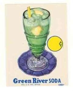 1940s Green River Soda Ad Menu Insert Ephemera Vintage  