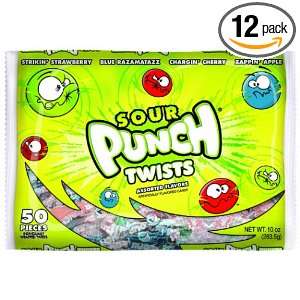 Sour Punch Twists Assorted Flavors 10 Ounce Bag (Pack of 12)