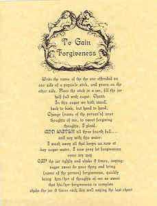 Book of Shadows page Wiccan Spell To Gain Forgiveness Wicca Spells 