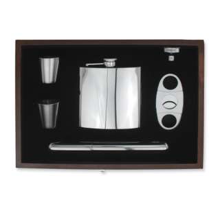 New Polished Stainless Steel 6oz Hip Flask Gift Set  