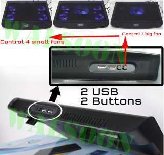 Brand New 5 Fan LED Notebook Cooling Cooler Stand Pad For 10 17 