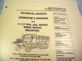 M35A2 Military Operators Manual TM 9232036119 M44 M109  