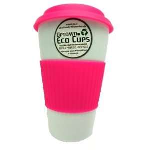   Coffee Cup, With Reusable Rubber Lid, PINK, Holds 16 Oz Kitchen