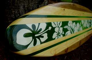 Tropical Green 6 foot Longboard Wooden Surfboard Art  