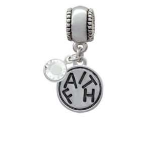  Faith in Round Disc Charm European Charm Bead Hanger with 