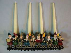   12 Elves Caroling Christmas Candle Holder (Holds 4 Tapers)  