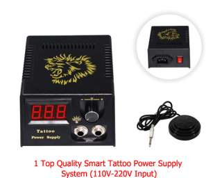 Complete Pro Smart Tattoo Kit 2 Machine Gun 6Ink 50Needle Power Equip 