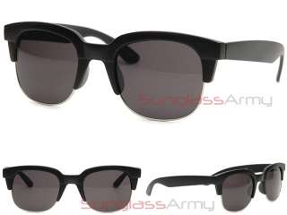 Thick ClubMaster Sunglasses   Matte Black w/ Dark Lens  