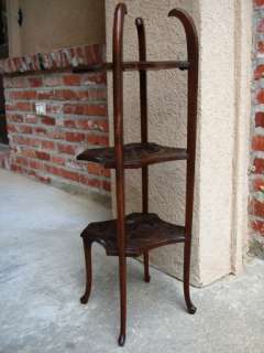   Wood 3 Tier Muffin Cake Pie Stand Table w Queen Anne Legs  