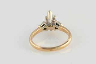 14K YG .60 ct Diamond Engagement Ring Marquise .30 ctw Trillion Cut w 