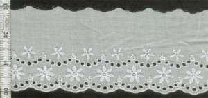 14yds Cotton EYELET LACE TRIM 2.8 Star Flowers Ivory  