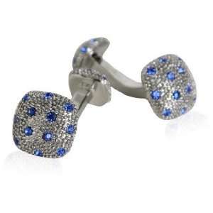   Blue Crystal Pave Silver Cufflinks by Cuff Daddy Cuff Daddy Jewelry