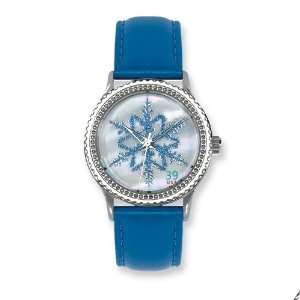   Postage Stamp Alaskan Snow Blue Leather Band Watch Jewelry