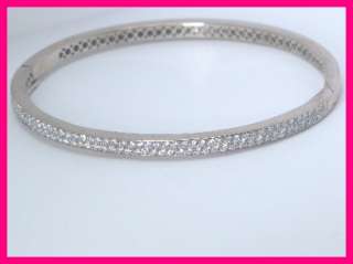 18kw Gold Double Row Diamond Bangle Bracelet 2.00ct 16g  