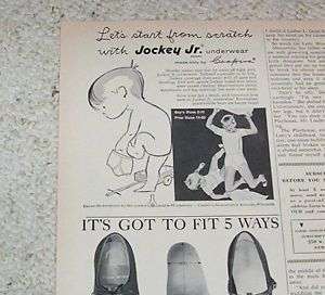 1958 Jockey Junior BOYS Underwear Coopers VINTAGE AD  