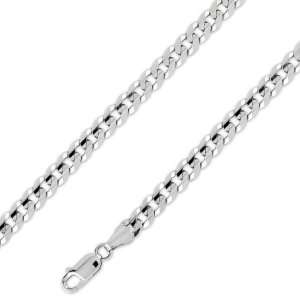  14K Solid White Gold Curb Cuban Chain Necklace 5.9mm (7/32 